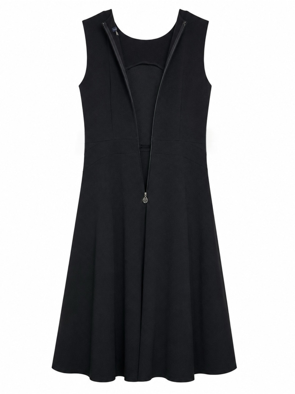 Tommy Hilfiger Black Fit Flare Dress Size 4 Sleeveless Zip Career Business Midi - Picture 3 of 5